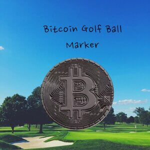 Bitcoin Golf Design Black Ball Marker with Hat Clip -New!
